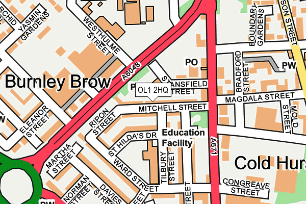 OL1 2HQ map - OS OpenMap – Local (Ordnance Survey)