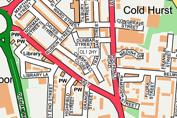 OL1 2HY map - OS OpenMap – Local (Ordnance Survey)