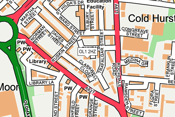 OL1 2HZ map - OS OpenMap – Local (Ordnance Survey)