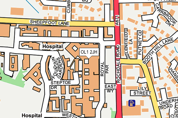 OL1 2JH map - OS OpenMap – Local (Ordnance Survey)