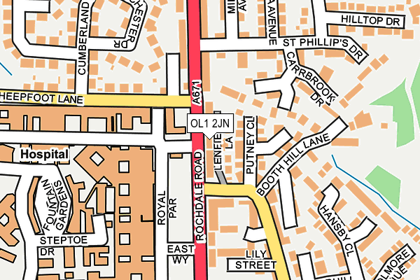OL1 2JN map - OS OpenMap – Local (Ordnance Survey)