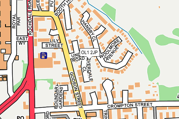 OL1 2JP map - OS OpenMap – Local (Ordnance Survey)