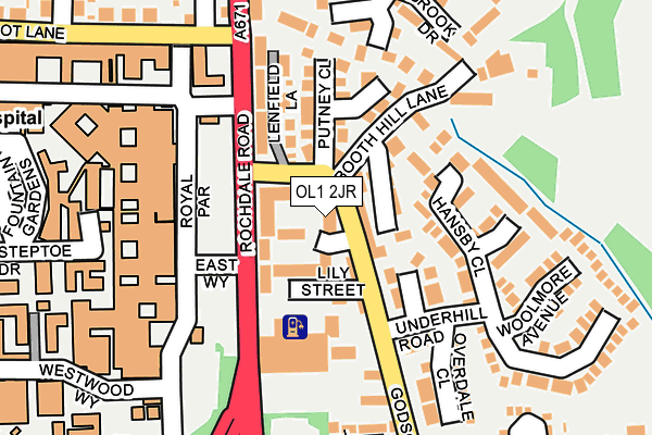 OL1 2JR map - OS OpenMap – Local (Ordnance Survey)