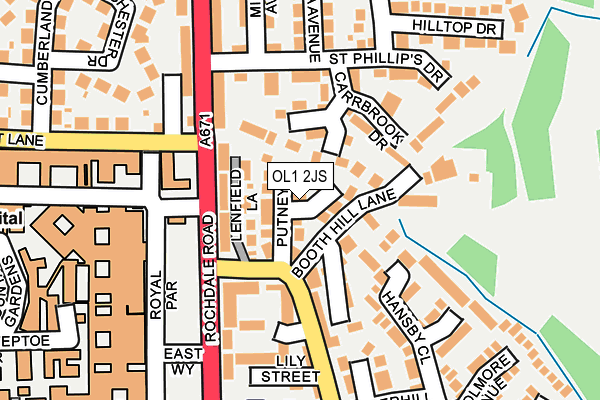 OL1 2JS map - OS OpenMap – Local (Ordnance Survey)