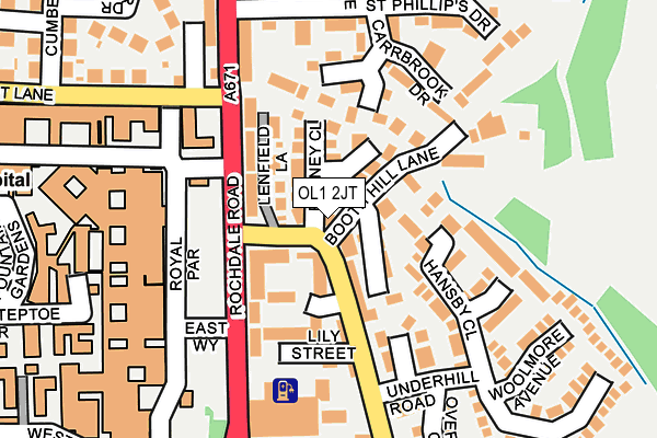 OL1 2JT map - OS OpenMap – Local (Ordnance Survey)
