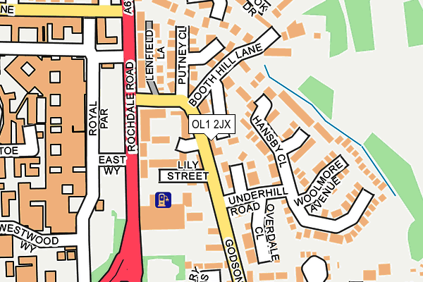 OL1 2JX map - OS OpenMap – Local (Ordnance Survey)