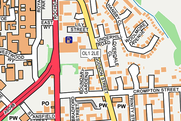 OL1 2LE map - OS OpenMap – Local (Ordnance Survey)