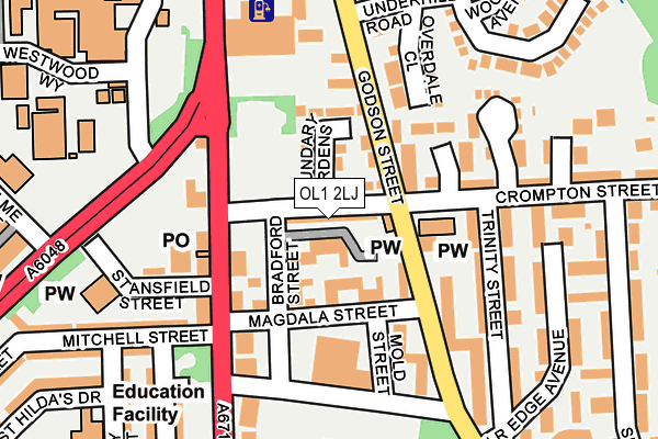 OL1 2LJ map - OS OpenMap – Local (Ordnance Survey)