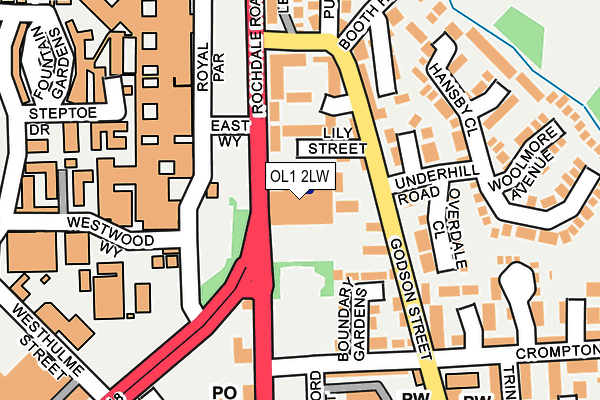OL1 2LW map - OS OpenMap – Local (Ordnance Survey)