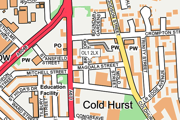 OL1 2LX map - OS OpenMap – Local (Ordnance Survey)