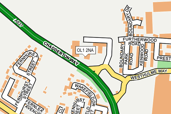 OL1 2NA map - OS OpenMap – Local (Ordnance Survey)