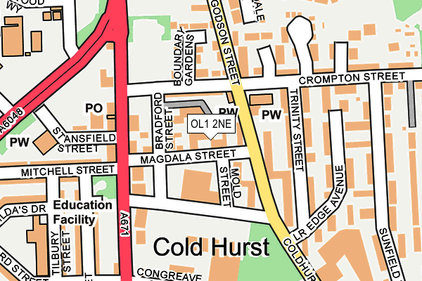 OL1 2NE map - OS OpenMap – Local (Ordnance Survey)