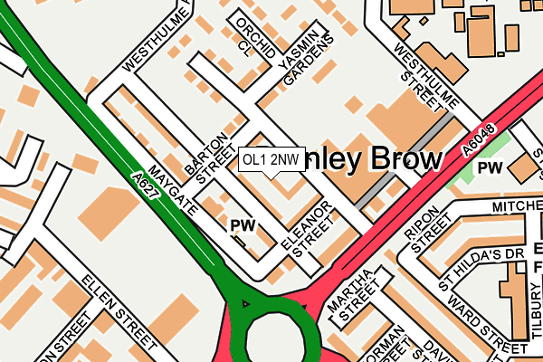 OL1 2NW map - OS OpenMap – Local (Ordnance Survey)