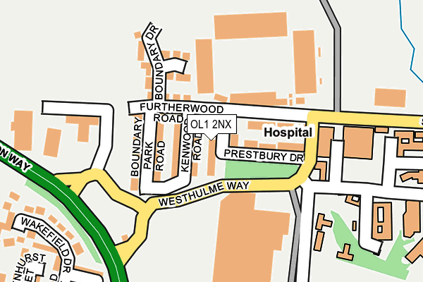 OL1 2NX map - OS OpenMap – Local (Ordnance Survey)