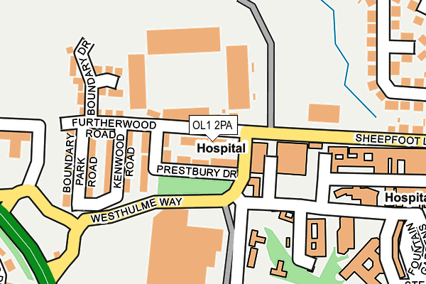 OL1 2PA map - OS OpenMap – Local (Ordnance Survey)