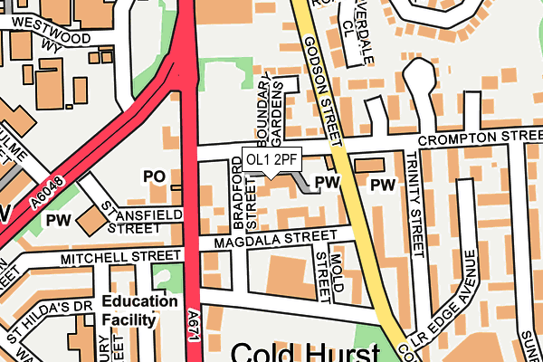 OL1 2PF map - OS OpenMap – Local (Ordnance Survey)