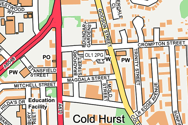 OL1 2PG map - OS OpenMap – Local (Ordnance Survey)