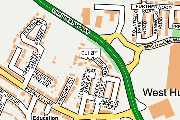 OL1 2PT map - OS OpenMap – Local (Ordnance Survey)