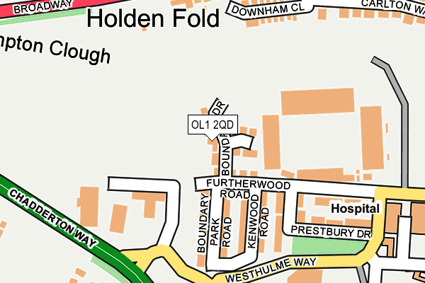 OL1 2QD map - OS OpenMap – Local (Ordnance Survey)