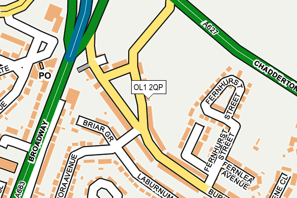 OL1 2QP map - OS OpenMap – Local (Ordnance Survey)