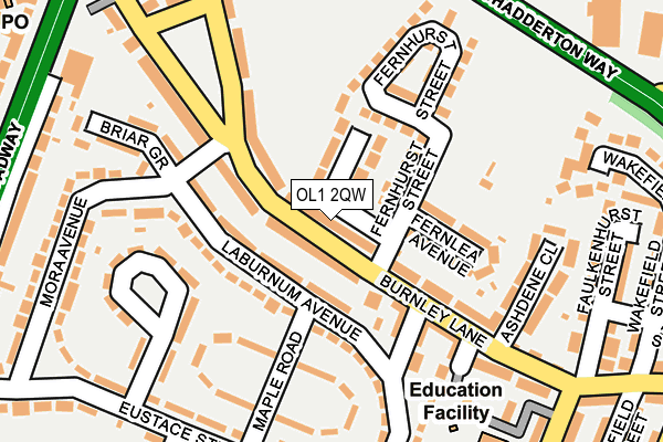 OL1 2QW map - OS OpenMap – Local (Ordnance Survey)
