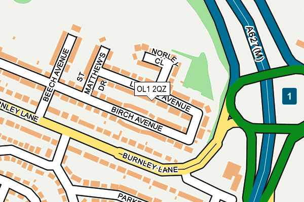 OL1 2QZ map - OS OpenMap – Local (Ordnance Survey)