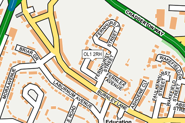 OL1 2RH map - OS OpenMap – Local (Ordnance Survey)