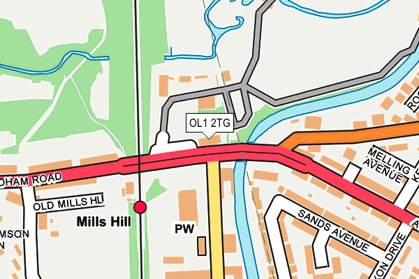OL1 2TG map - OS OpenMap – Local (Ordnance Survey)