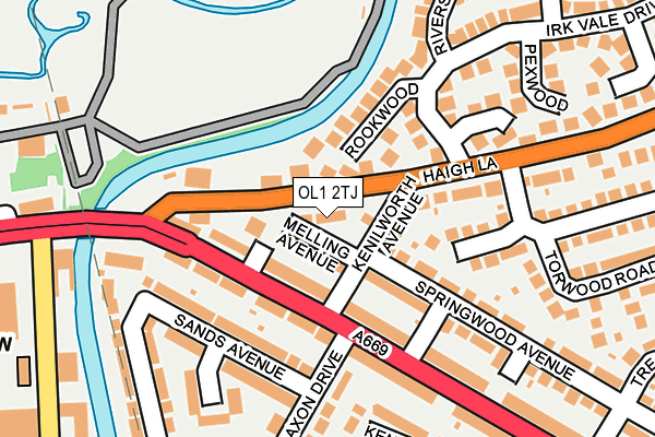 OL1 2TJ map - OS OpenMap – Local (Ordnance Survey)