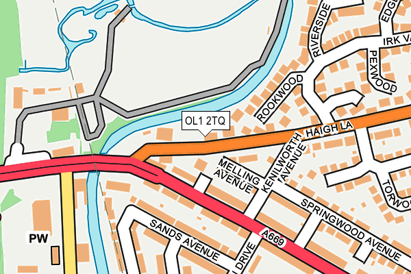 OL1 2TQ map - OS OpenMap – Local (Ordnance Survey)