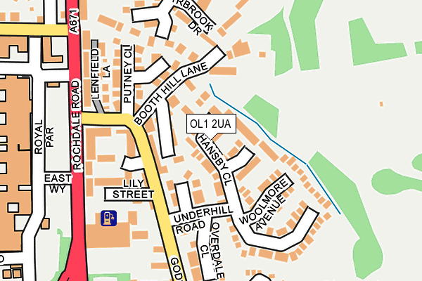 OL1 2UA map - OS OpenMap – Local (Ordnance Survey)