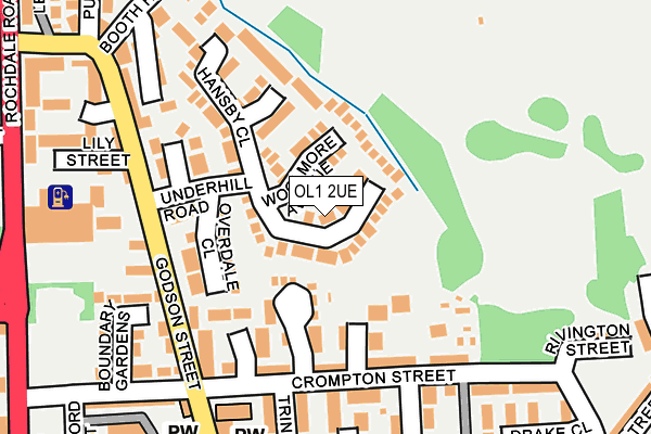 OL1 2UE map - OS OpenMap – Local (Ordnance Survey)