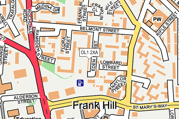 OL1 2XA map - OS OpenMap – Local (Ordnance Survey)