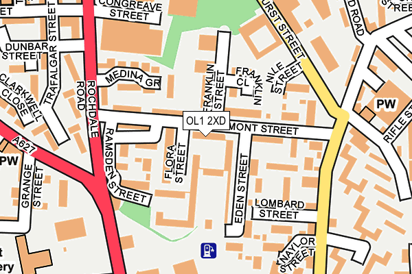 OL1 2XD map - OS OpenMap – Local (Ordnance Survey)