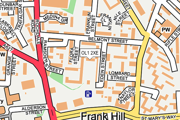 OL1 2XE map - OS OpenMap – Local (Ordnance Survey)