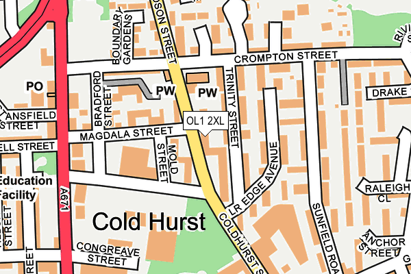 OL1 2XL map - OS OpenMap – Local (Ordnance Survey)