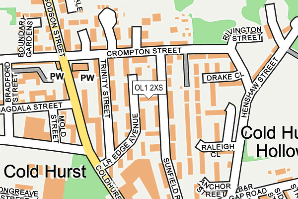 OL1 2XS map - OS OpenMap – Local (Ordnance Survey)