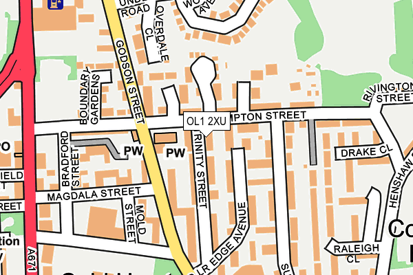 OL1 2XU map - OS OpenMap – Local (Ordnance Survey)
