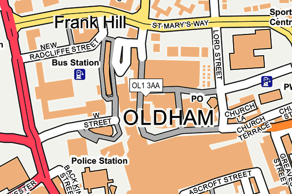 OL1 3AA map - OS OpenMap – Local (Ordnance Survey)