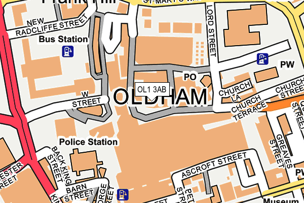 OL1 3AB map - OS OpenMap – Local (Ordnance Survey)