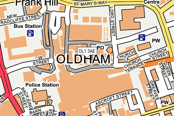 OL1 3AE map - OS OpenMap – Local (Ordnance Survey)