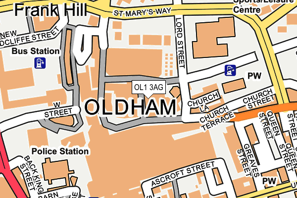 OL1 3AG map - OS OpenMap – Local (Ordnance Survey)