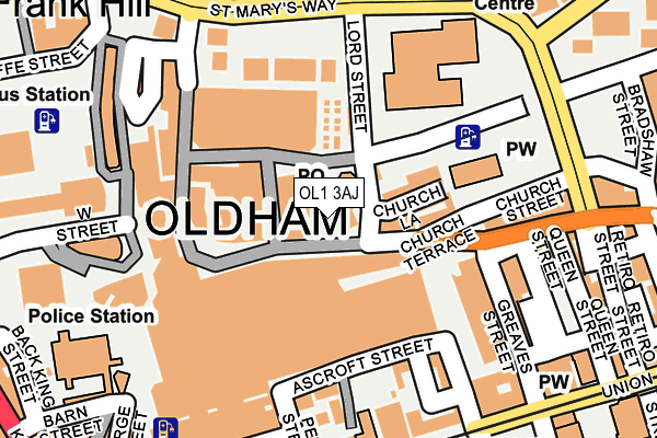 OL1 3AJ map - OS OpenMap – Local (Ordnance Survey)
