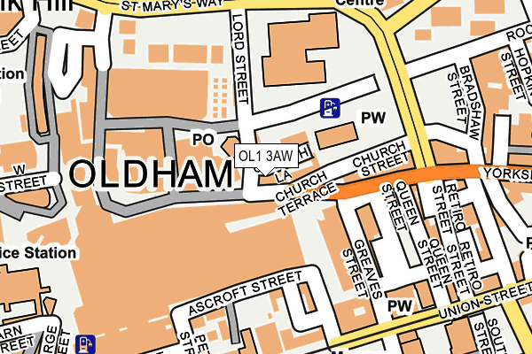 OL1 3AW map - OS OpenMap – Local (Ordnance Survey)