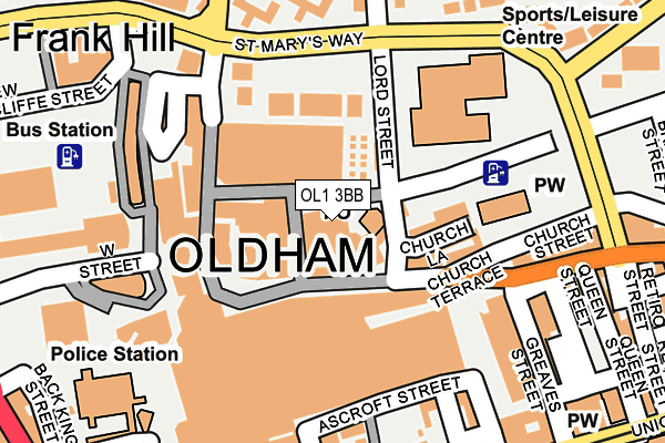 OL1 3BB map - OS OpenMap – Local (Ordnance Survey)
