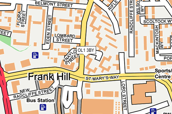 OL1 3BY map - OS OpenMap – Local (Ordnance Survey)