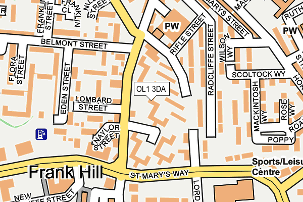 OL1 3DA map - OS OpenMap – Local (Ordnance Survey)
