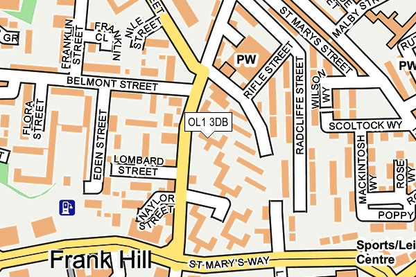 OL1 3DB map - OS OpenMap – Local (Ordnance Survey)
