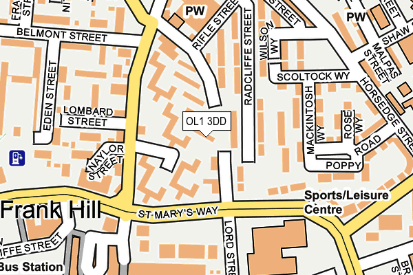 OL1 3DD map - OS OpenMap – Local (Ordnance Survey)