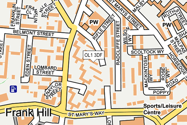 OL1 3DF map - OS OpenMap – Local (Ordnance Survey)